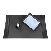 Black Crocodile Embossed Leather Desk Set, 3pc